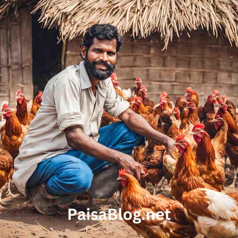 a indian village man doind poultry farming. gaon me business kaise kare