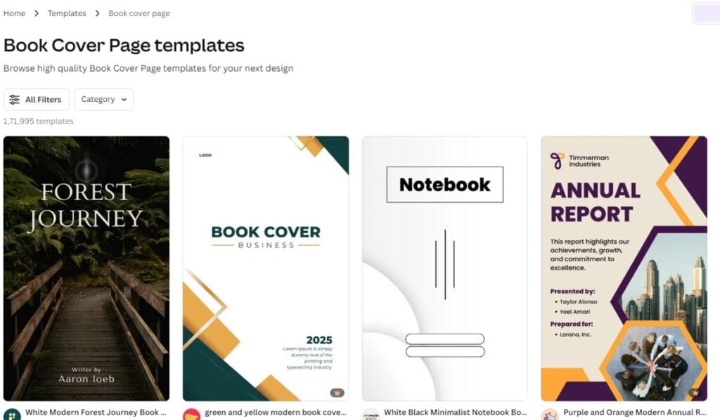 Canva E book design page screenshot (Canva से पैसे कैसे कमाए)