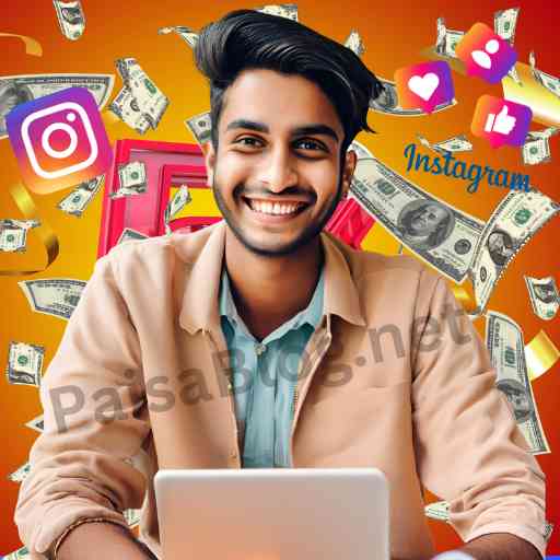 a indian man using laptop make money from instagram without investment